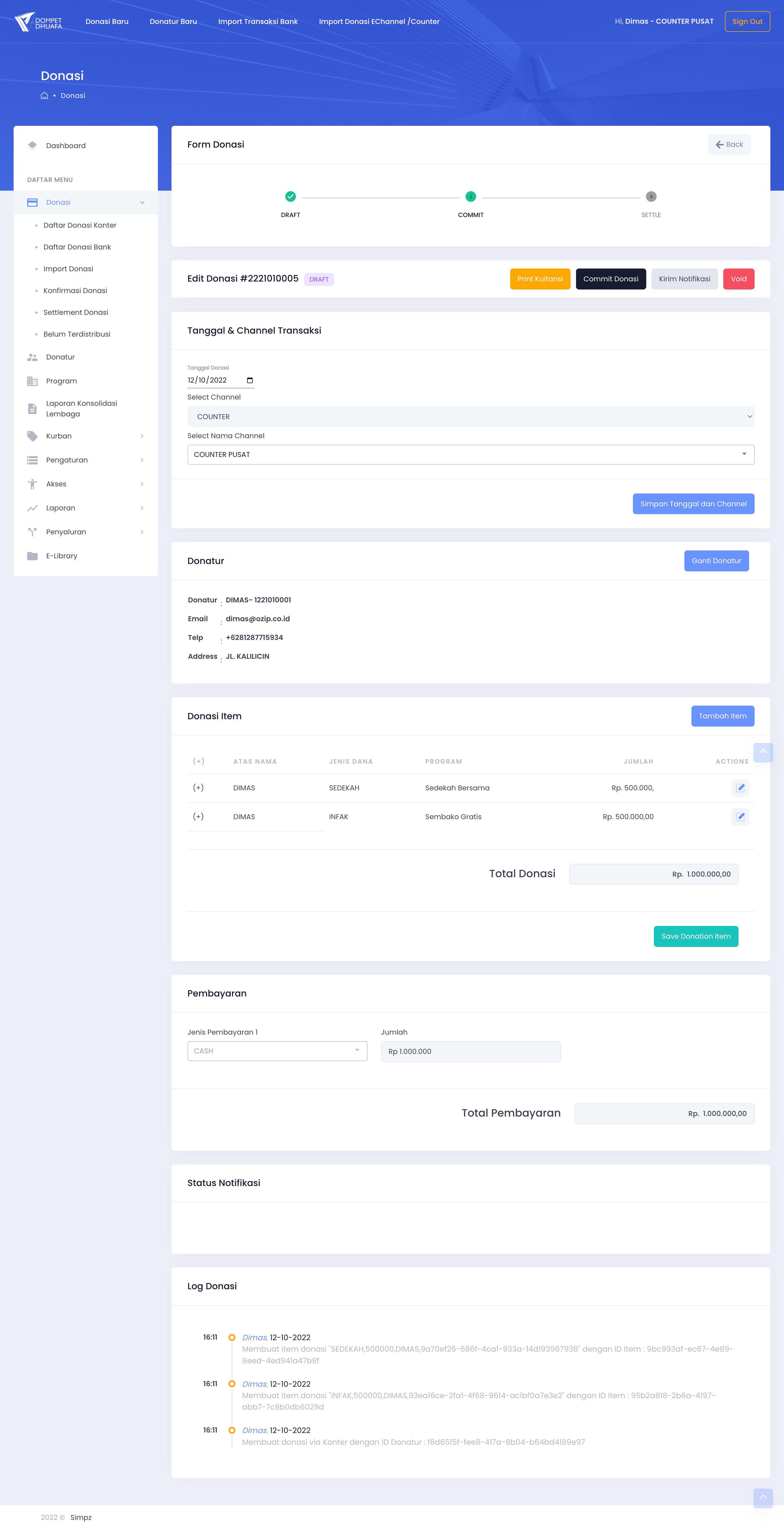 Donation Detail Draft