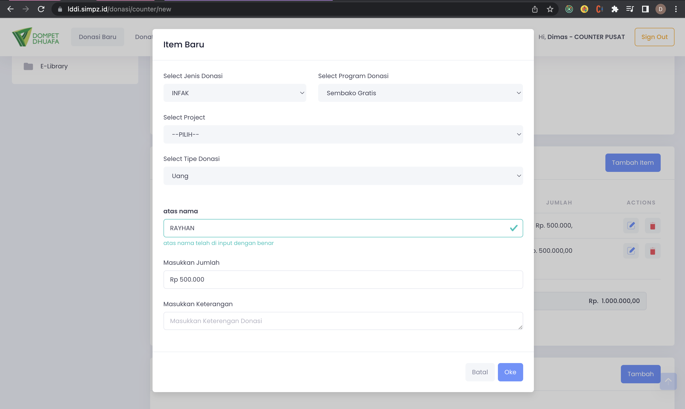 Donation Item Form