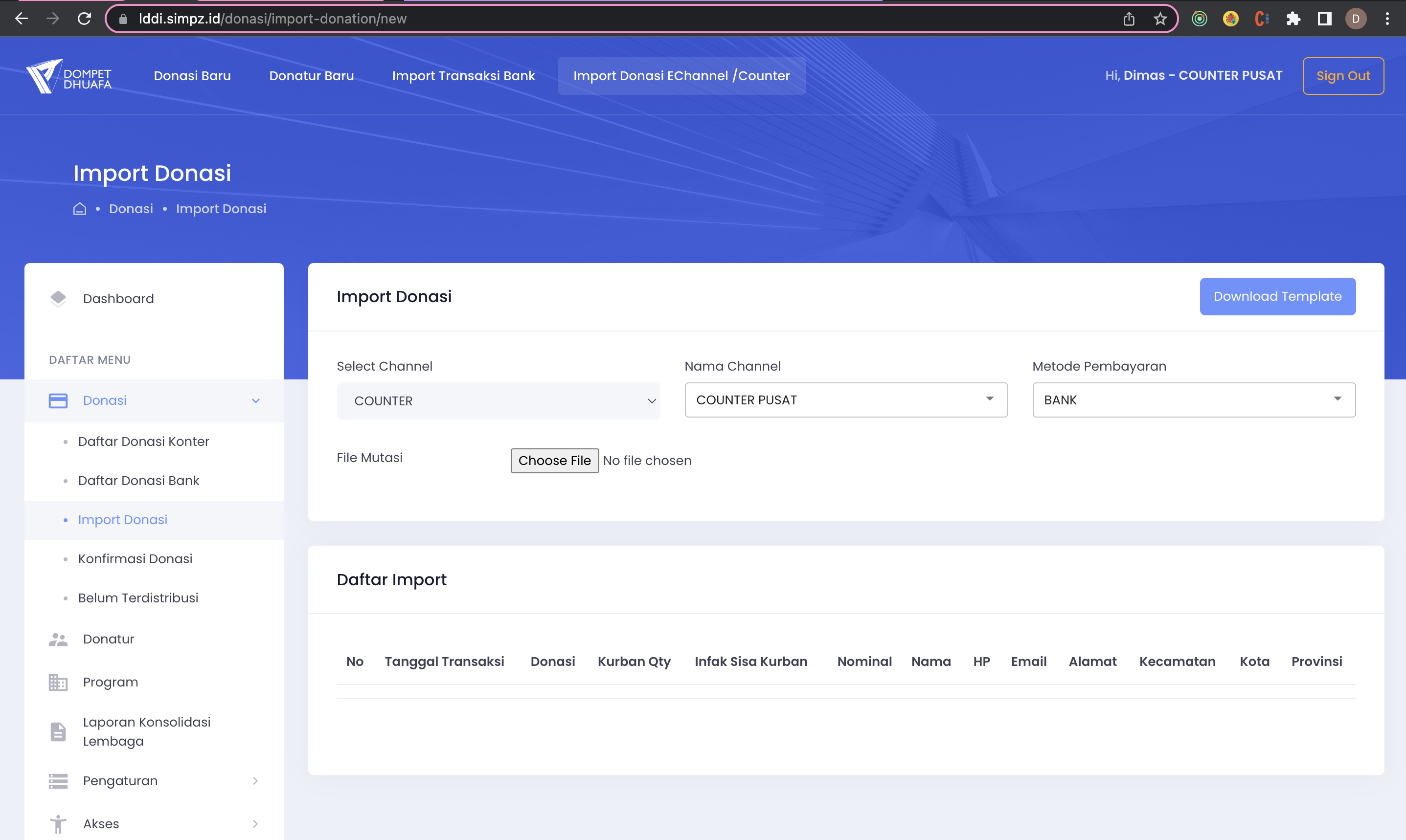 Import Donation Form