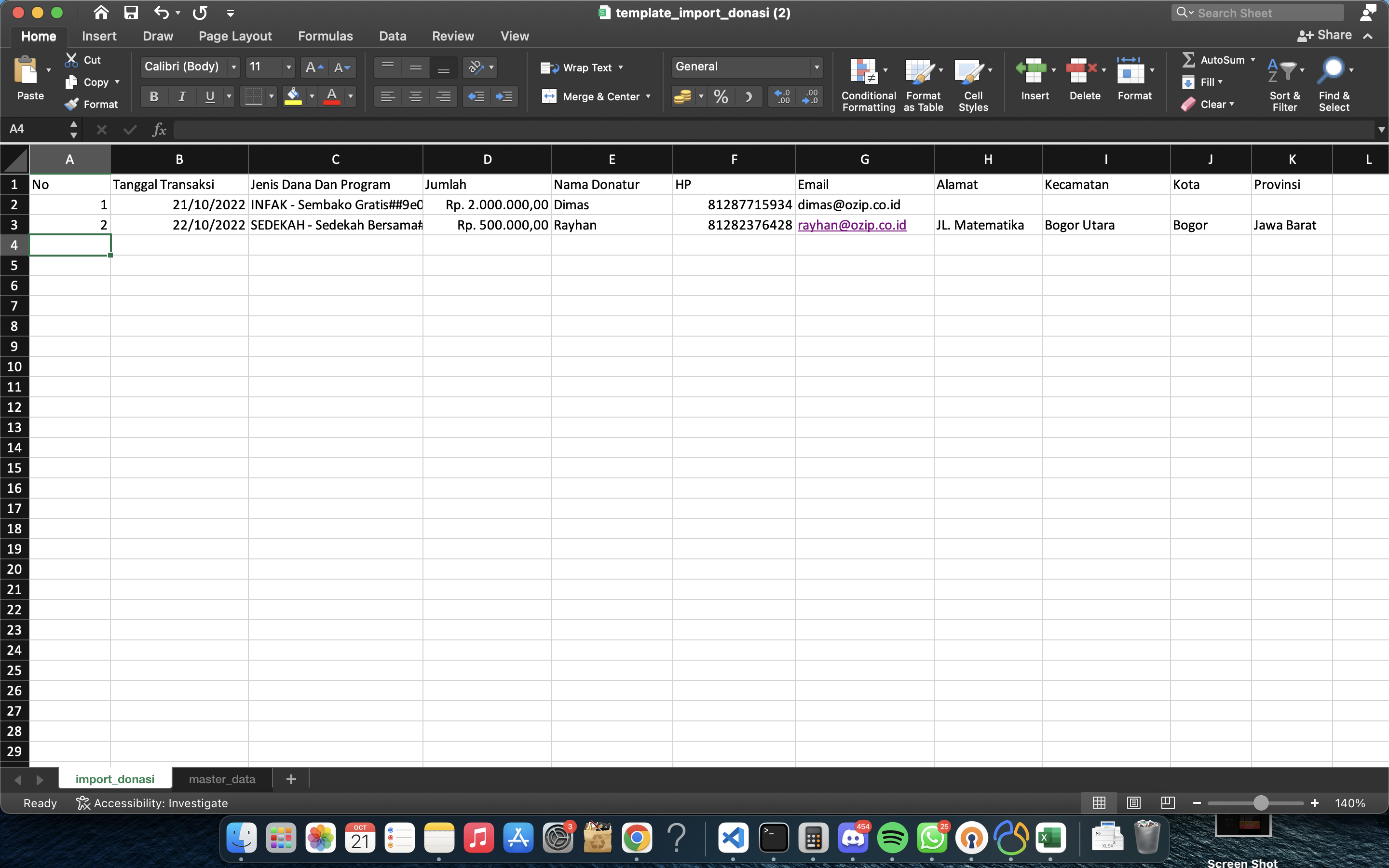 Import Donation Excel