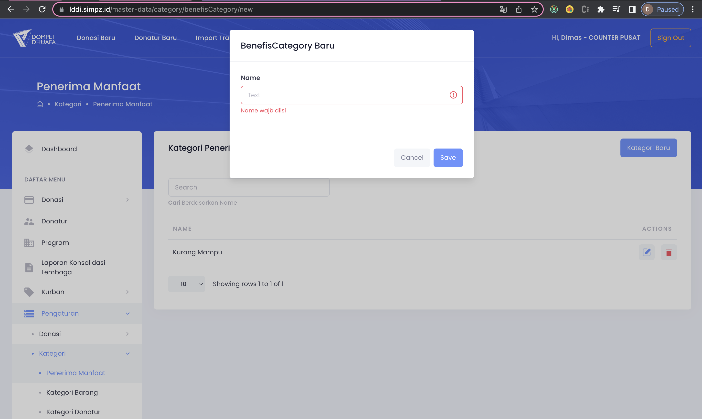 Channel Counter Form
