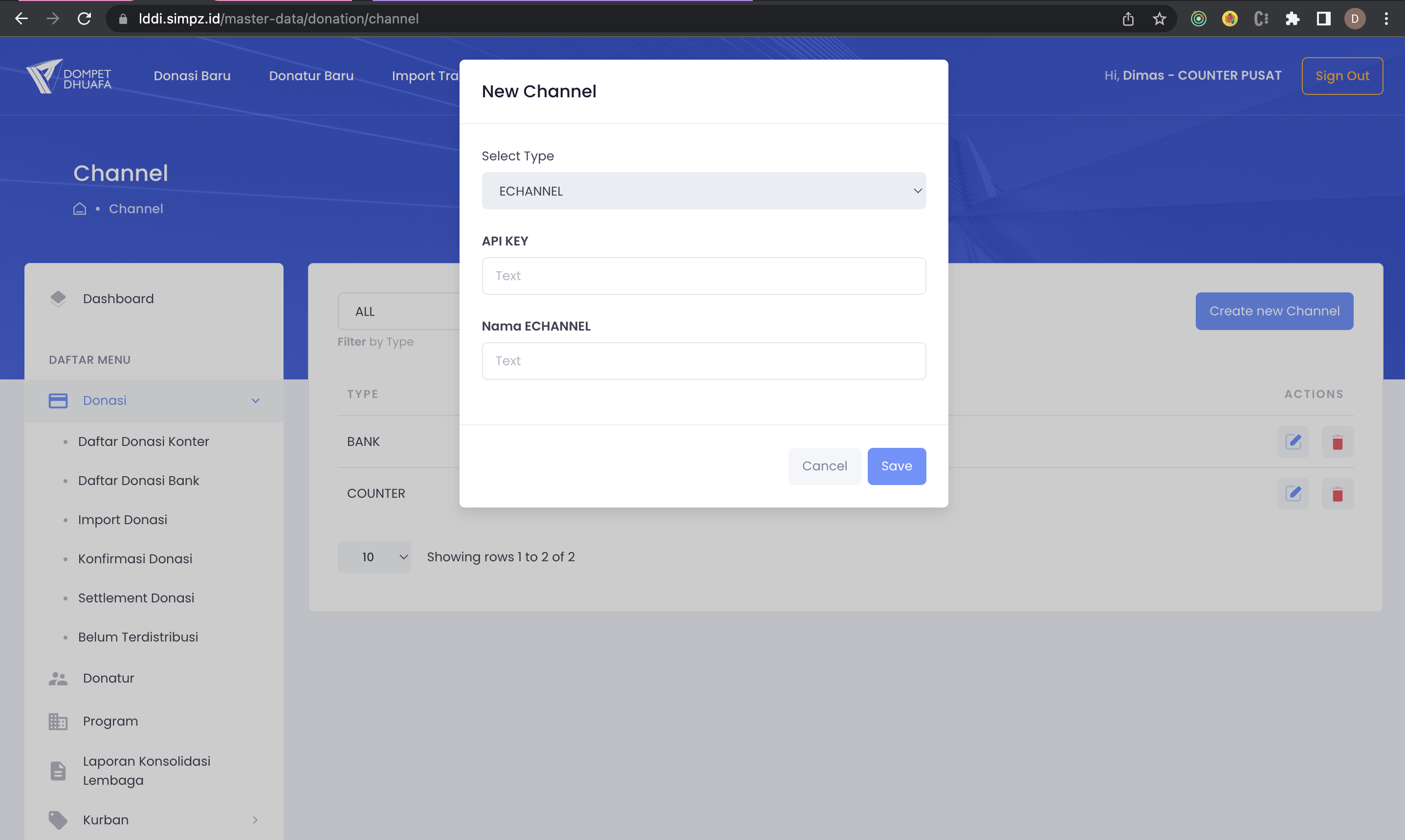 Channel Echannel Form