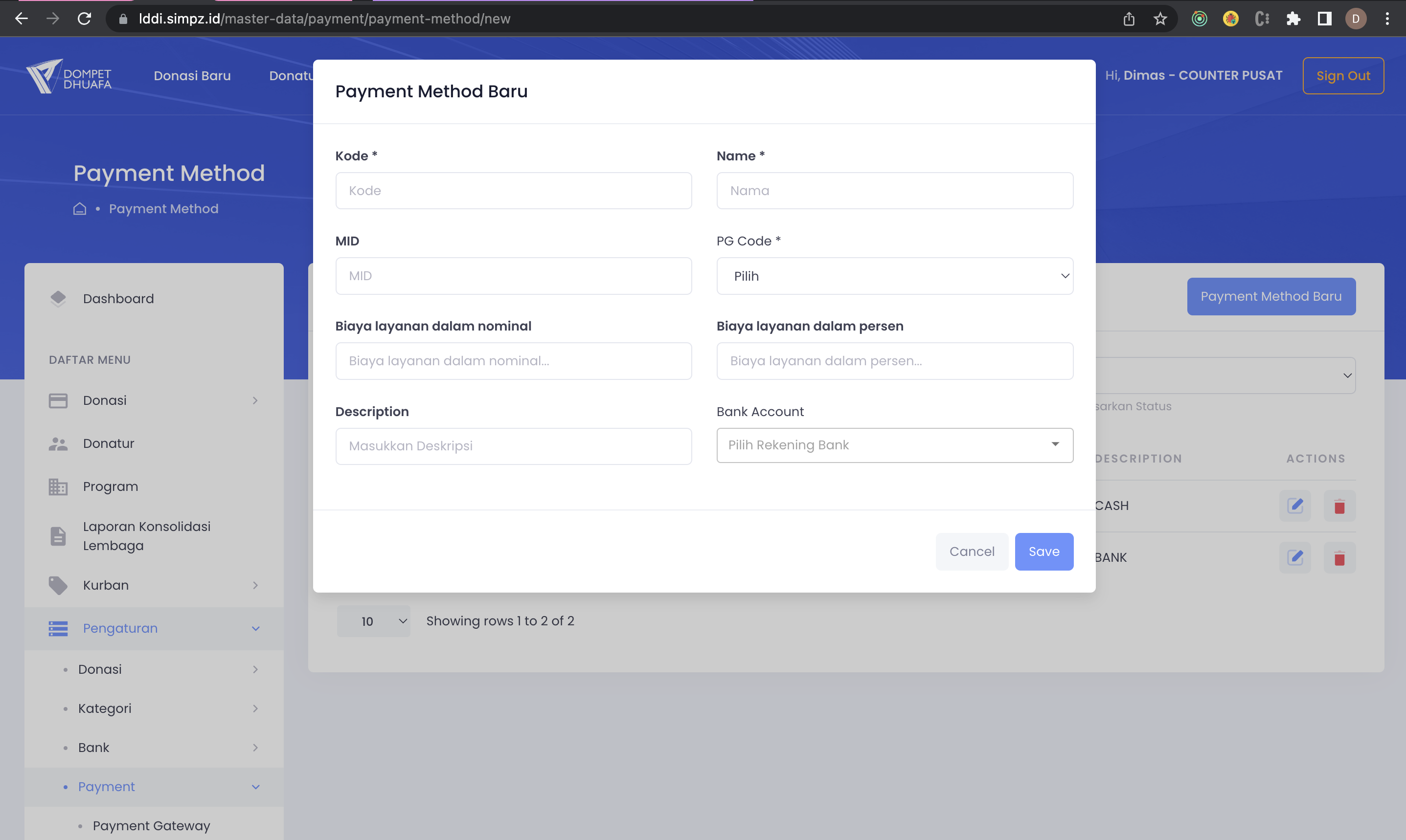 Payment Method Form